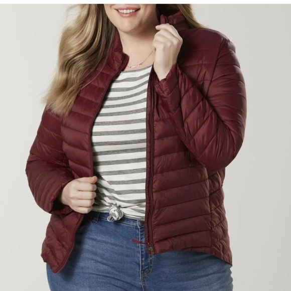 LAURA SCOTT plus size Plum burgundy quilted Puffer Jacket coat 2x - Picture 1 of 11
